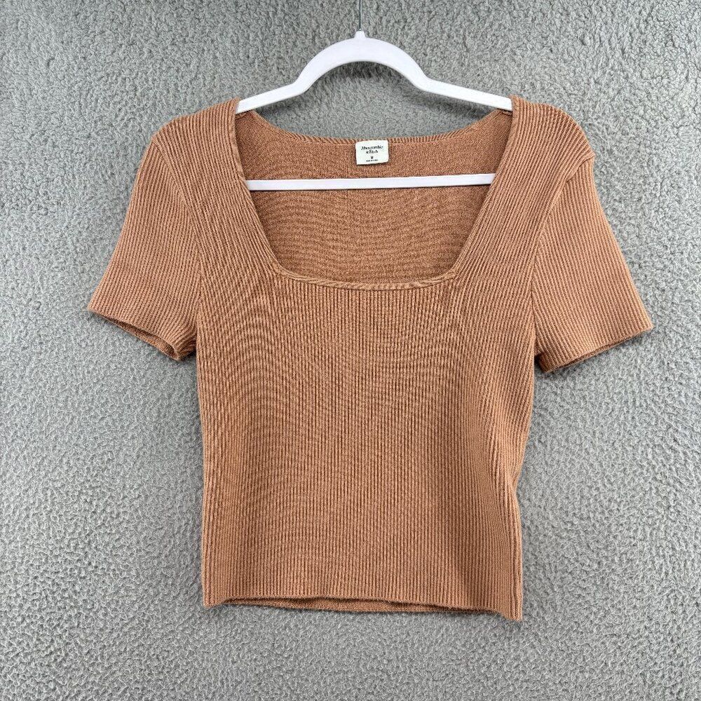Abercrombie Ottoman Squareneck Sweater Tee Elevated Basic Sculpting Rib Knit M